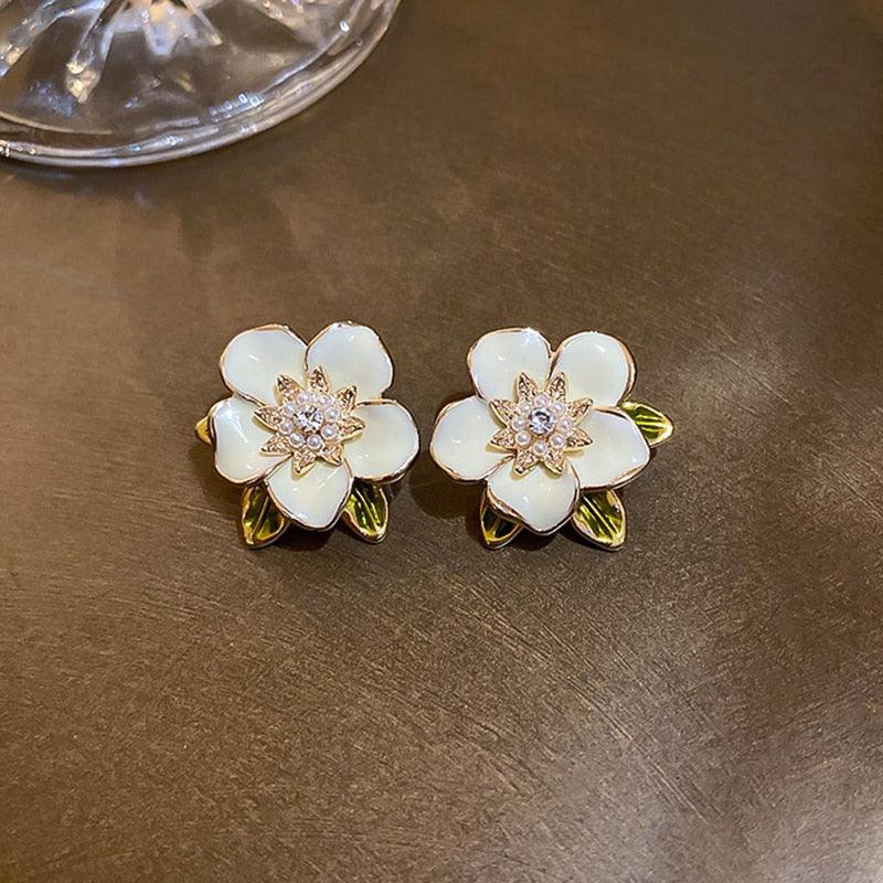 2023 Asymmetry Pearl Flower Stud Earrings - BestShop