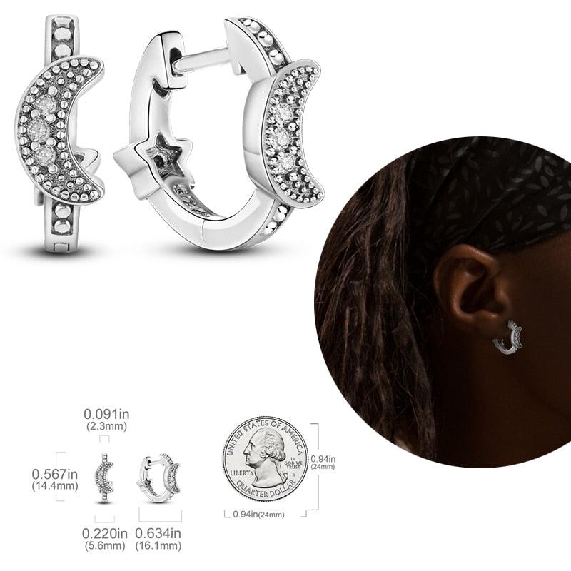 2023 Women Hoop Earrings 925 Silver Sparkling Pave Shape - BestShop