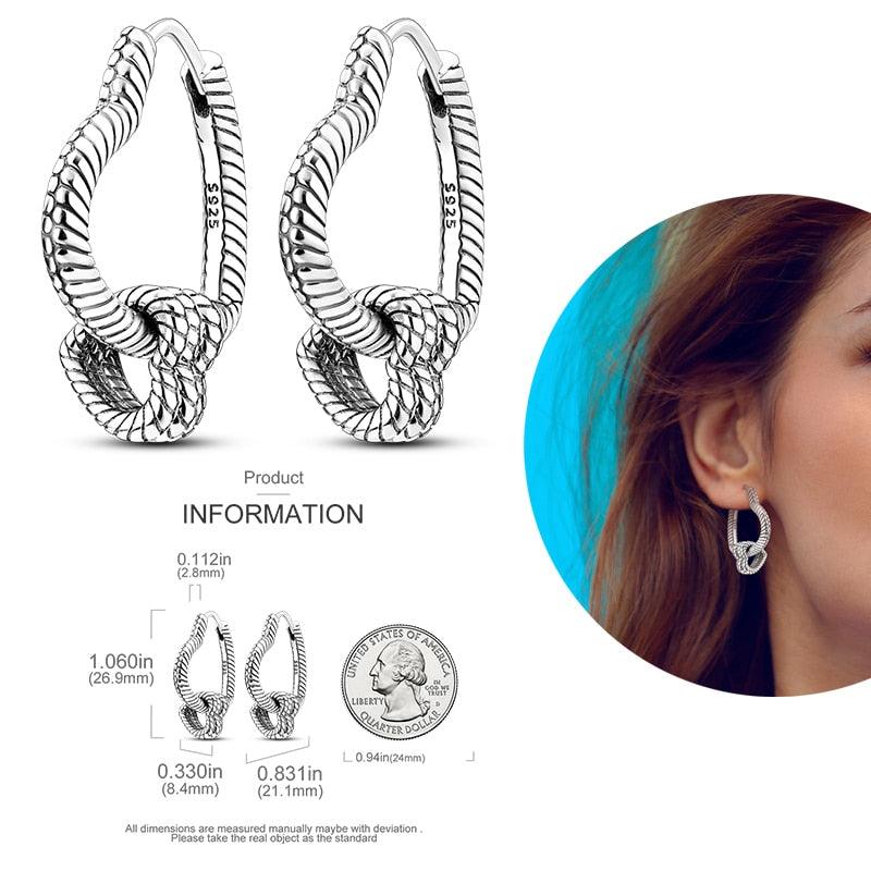 2023 Women Hoop Earrings 925 Silver Sparkling Pave Shape - BestShop