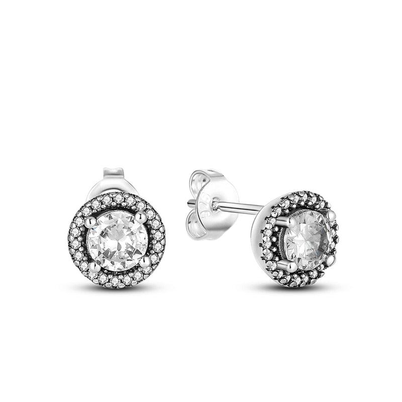 2023 Women Hoop Earrings 925 Silver Sparkling Pave Shape - BestShop