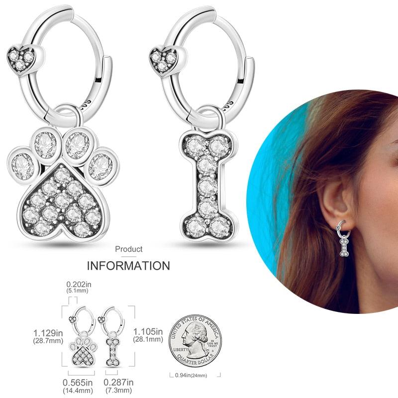 2023 Women Hoop Earrings 925 Silver Sparkling Pave Shape - BestShop