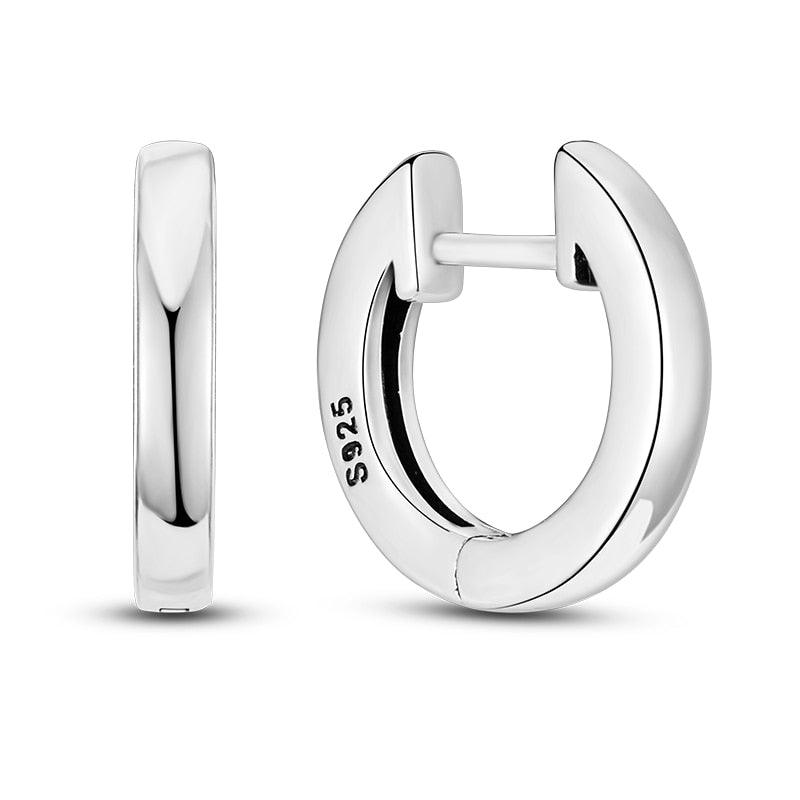 2023 Women Hoop Earrings 925 Silver Sparkling Pave Shape - BestShop