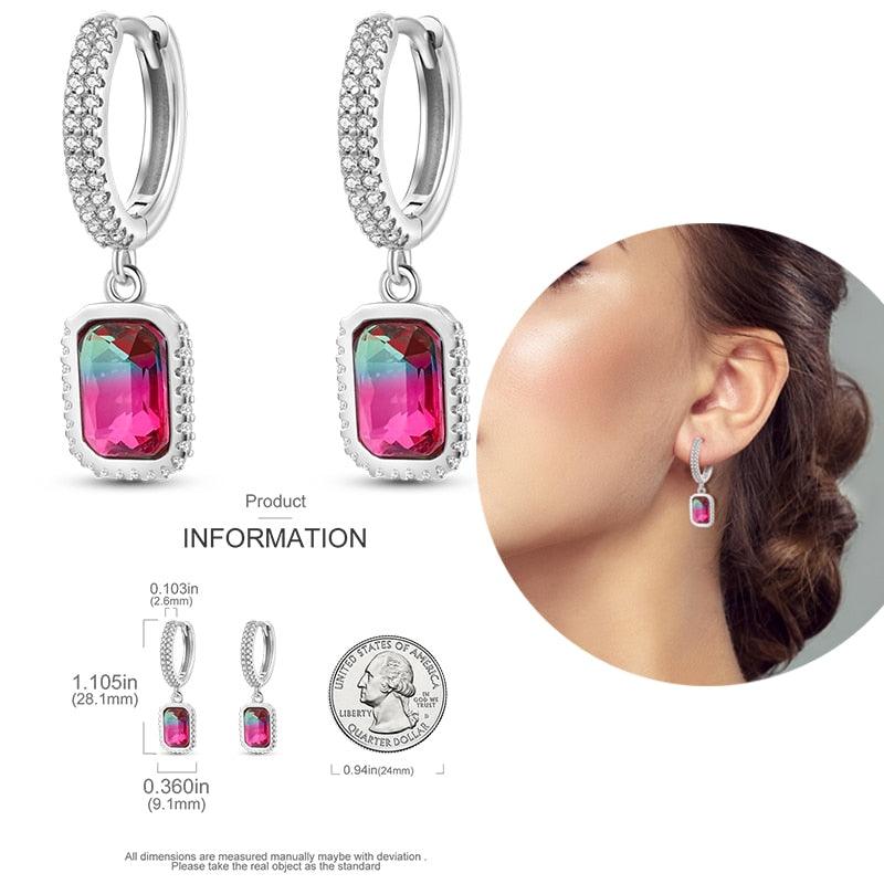 2023 Women Hoop Earrings 925 Silver Sparkling Pave Shape - BestShop