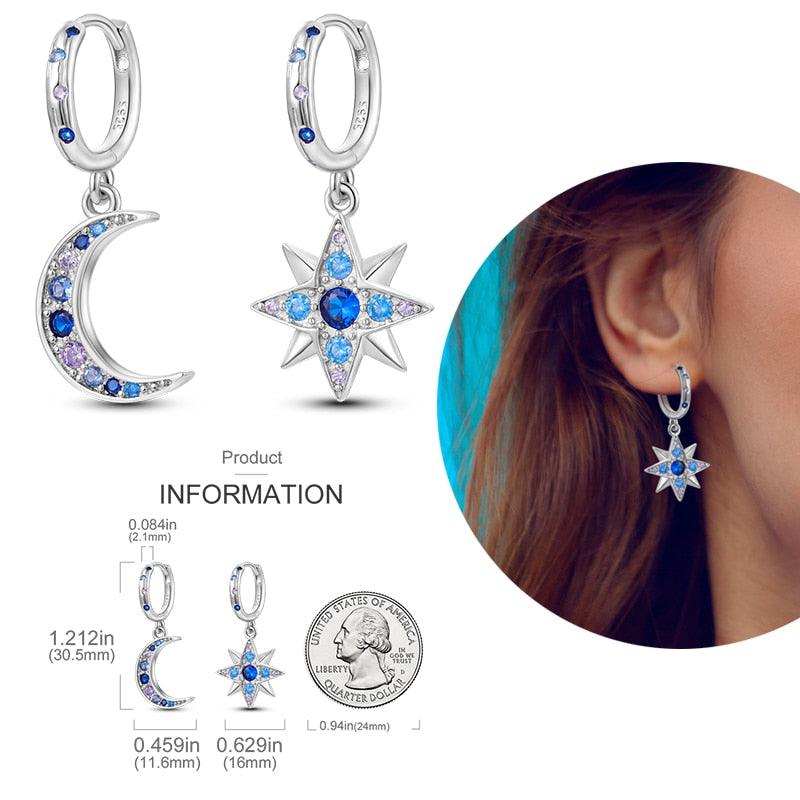 2023 Women Hoop Earrings 925 Silver Sparkling Pave Shape - BestShop
