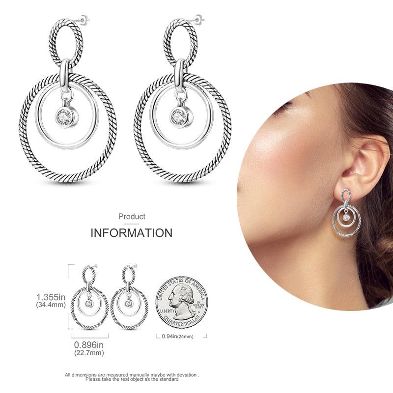 2023 Women Hoop Earrings 925 Silver Sparkling Pave Shape - BestShop