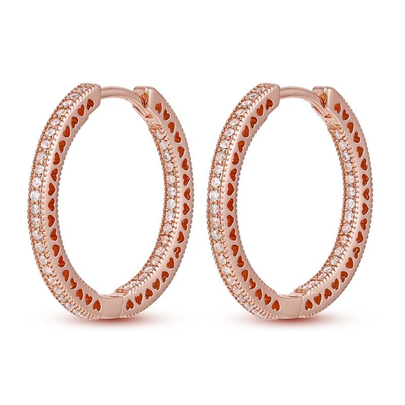 2023 Women Hoop Earrings 925 Silver Sparkling Pave Shape - BestShop