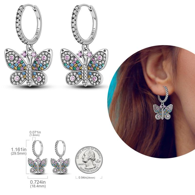 2023 Women Hoop Earrings 925 Silver Sparkling Pave Shape - BestShop