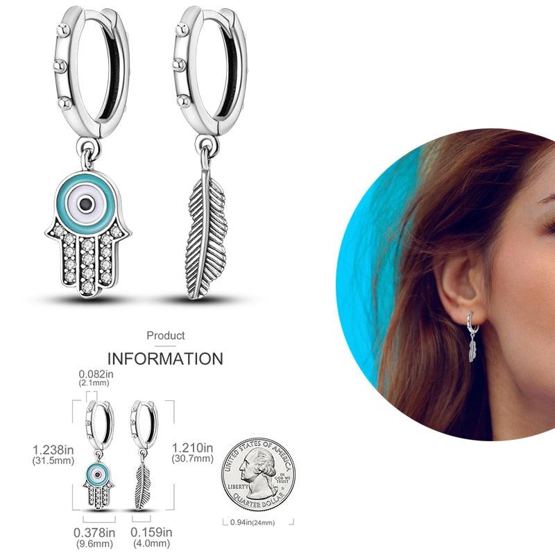 2023 Women Hoop Earrings 925 Silver Sparkling Pave Shape - BestShop