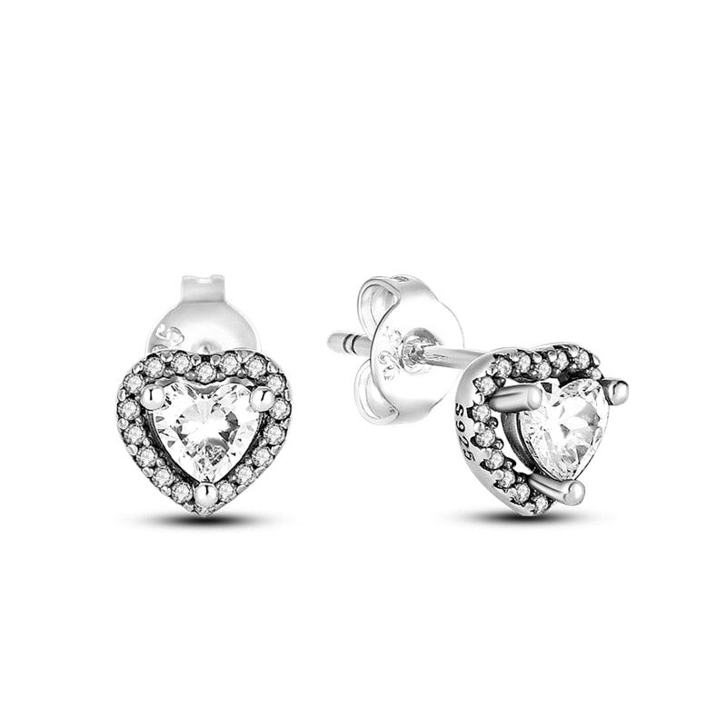 2023 Women Hoop Earrings 925 Silver Sparkling Pave Shape - BestShop
