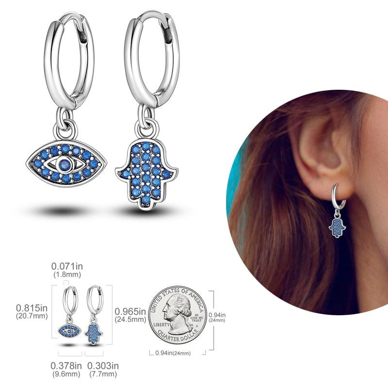 2023 Women Hoop Earrings 925 Silver Sparkling Pave Shape - BestShop
