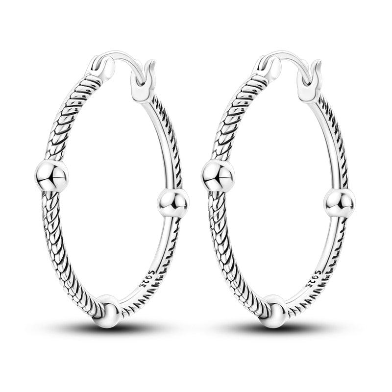 2023 Women Hoop Earrings 925 Silver Sparkling Pave Shape - BestShop