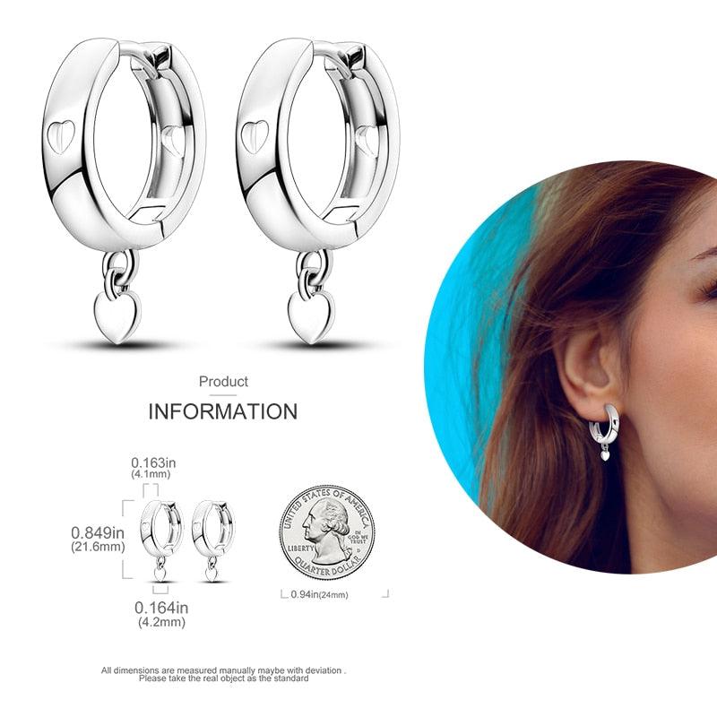 2023 Women Hoop Earrings 925 Silver Sparkling Pave Shape - BestShop