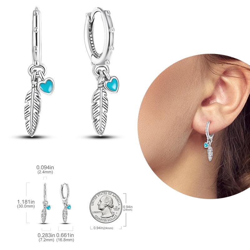 2023 Women Hoop Earrings 925 Silver Sparkling Pave Shape - BestShop