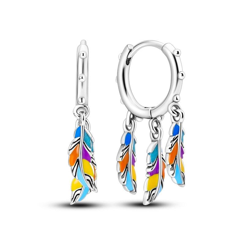 2023 Women Hoop Earrings 925 Silver Sparkling Pave Shape - BestShop