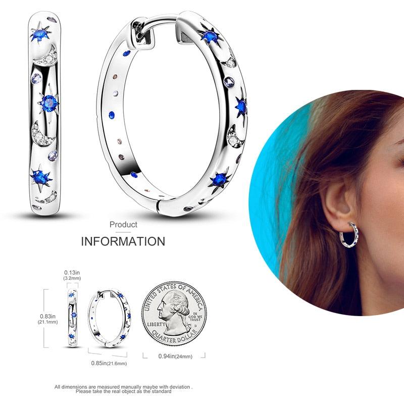 2023 Women Hoop Earrings 925 Silver Sparkling Pave Shape - BestShop