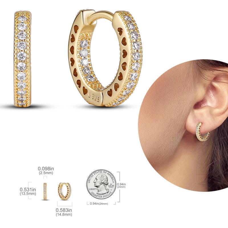 2023 Women Hoop Earrings 925 Silver Sparkling Pave Shape - BestShop