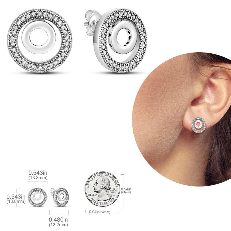 2023 Women Hoop Earrings 925 Silver Sparkling Pave Shape - BestShop