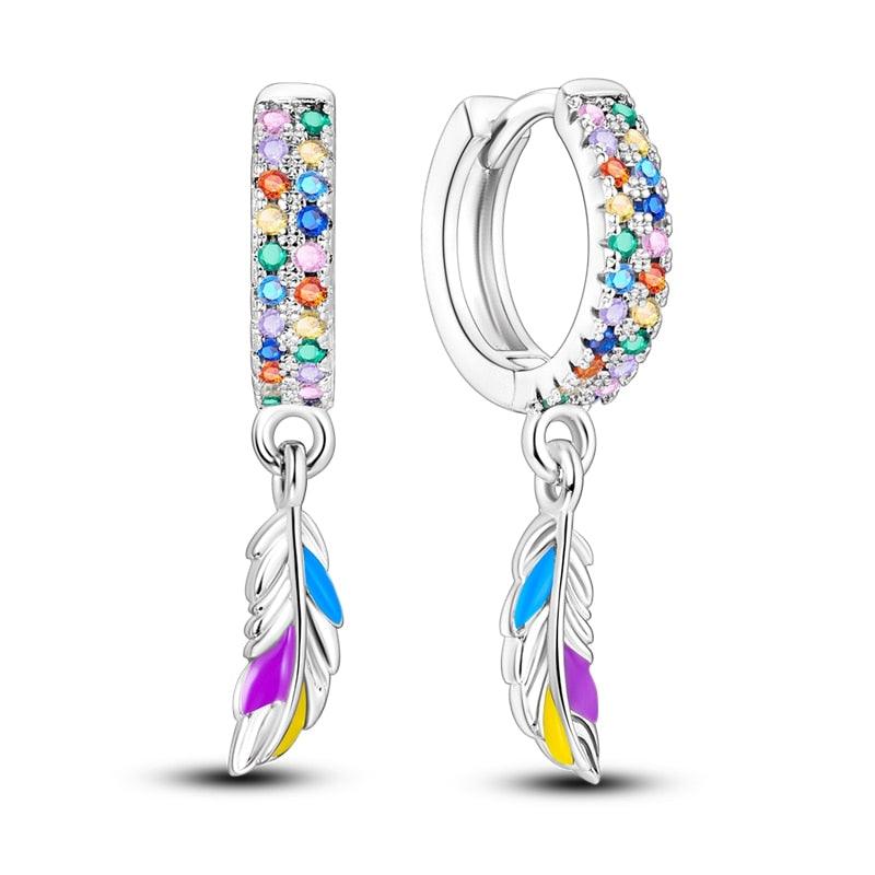 2023 Women Hoop Earrings 925 Silver Sparkling Pave Shape - BestShop