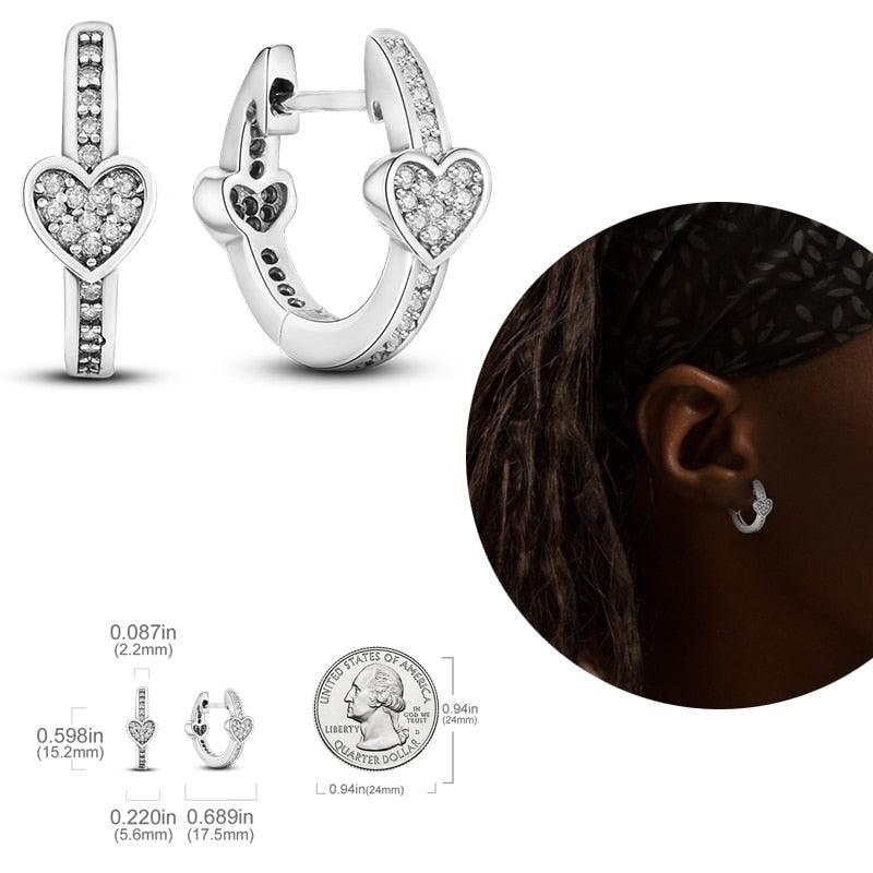 2023 Women Hoop Earrings 925 Silver Sparkling Pave Shape - BestShop
