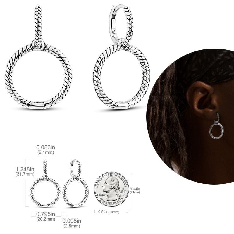 2023 Women Hoop Earrings 925 Silver Sparkling Pave Shape - BestShop