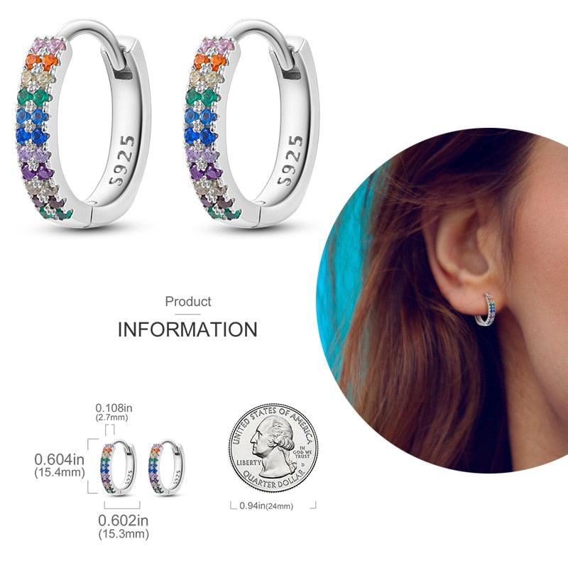 2023 Women Hoop Earrings 925 Silver Sparkling Pave Shape - BestShop