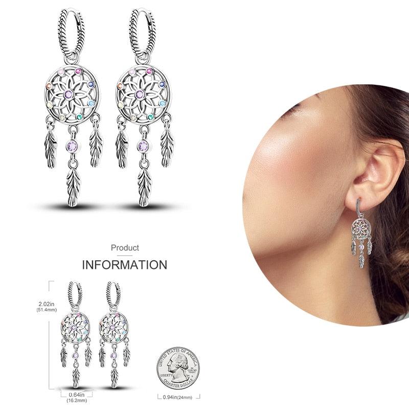 2023 Women Hoop Earrings 925 Silver Sparkling Pave Shape - BestShop