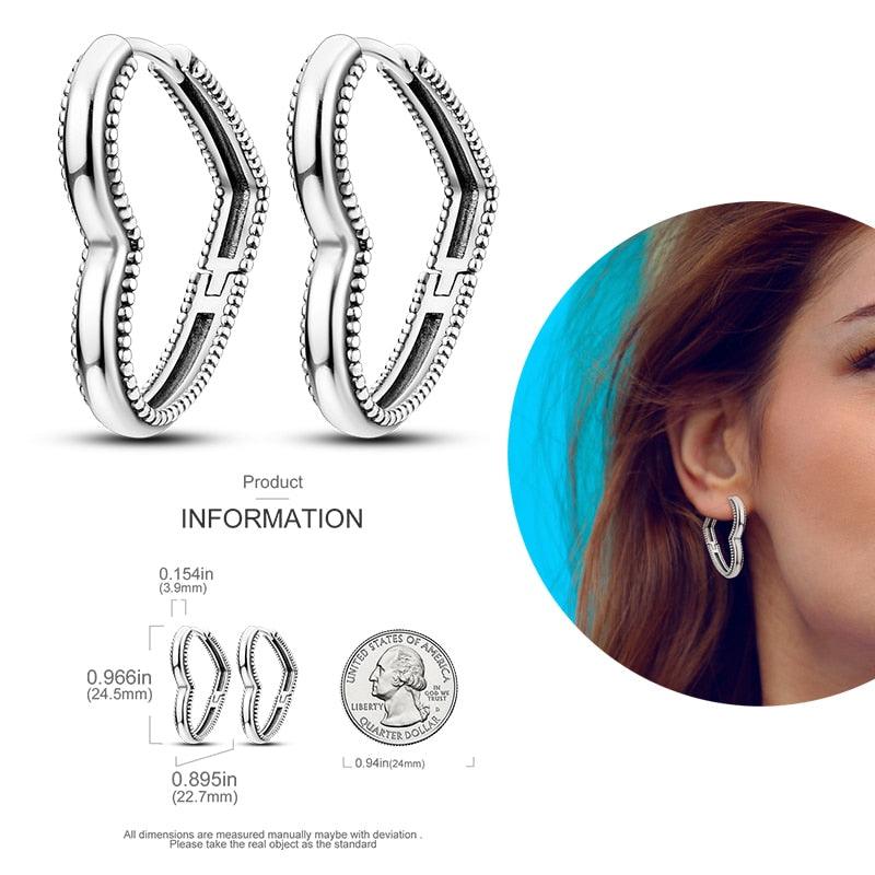 2023 Women Hoop Earrings 925 Silver Sparkling Pave Shape - BestShop