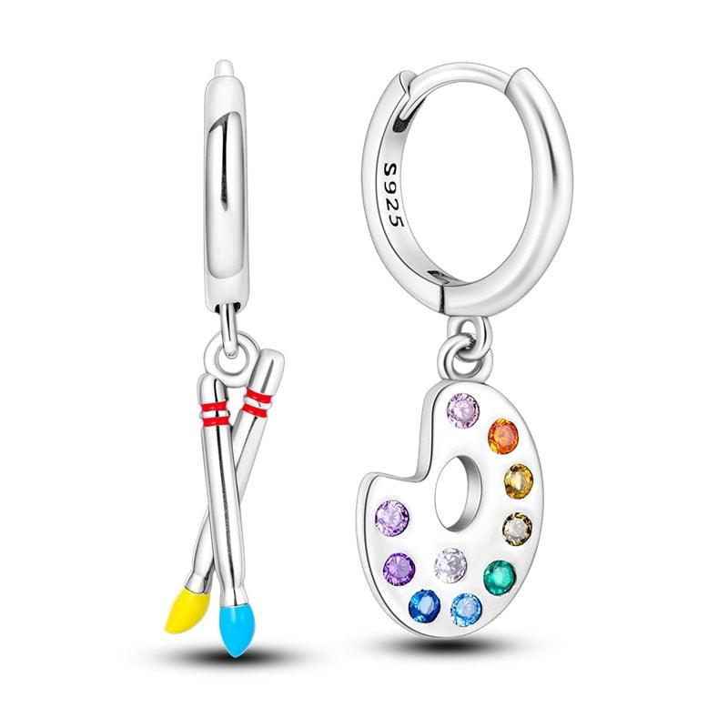 2023 Women Hoop Earrings 925 Silver Sparkling Pave Shape - BestShop