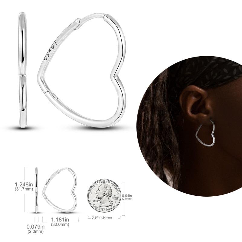 2023 Women Hoop Earrings 925 Silver Sparkling Pave Shape - BestShop