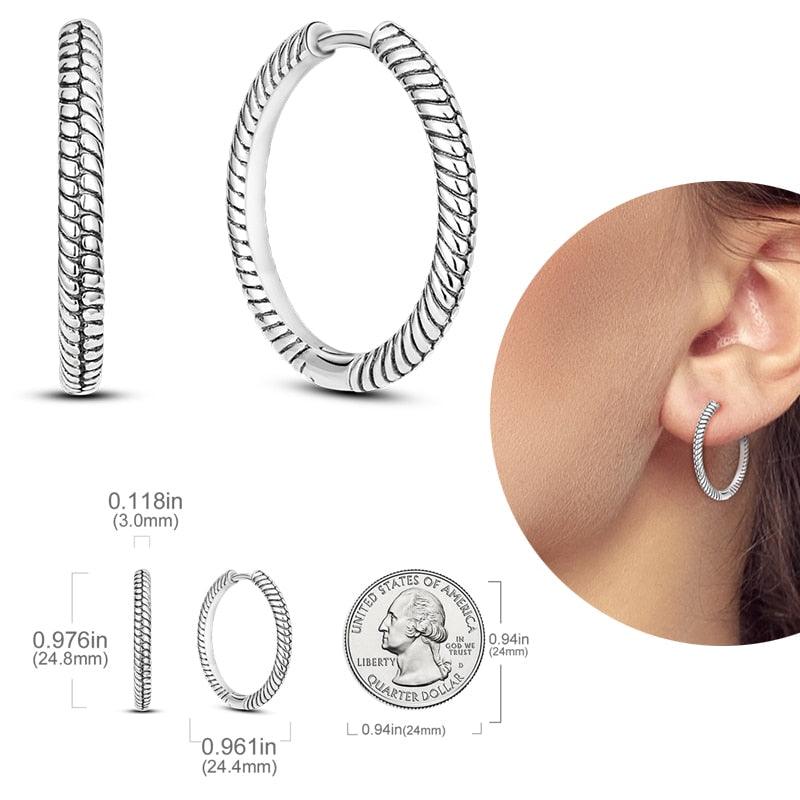 2023 Women Hoop Earrings 925 Silver Sparkling Pave Shape - BestShop