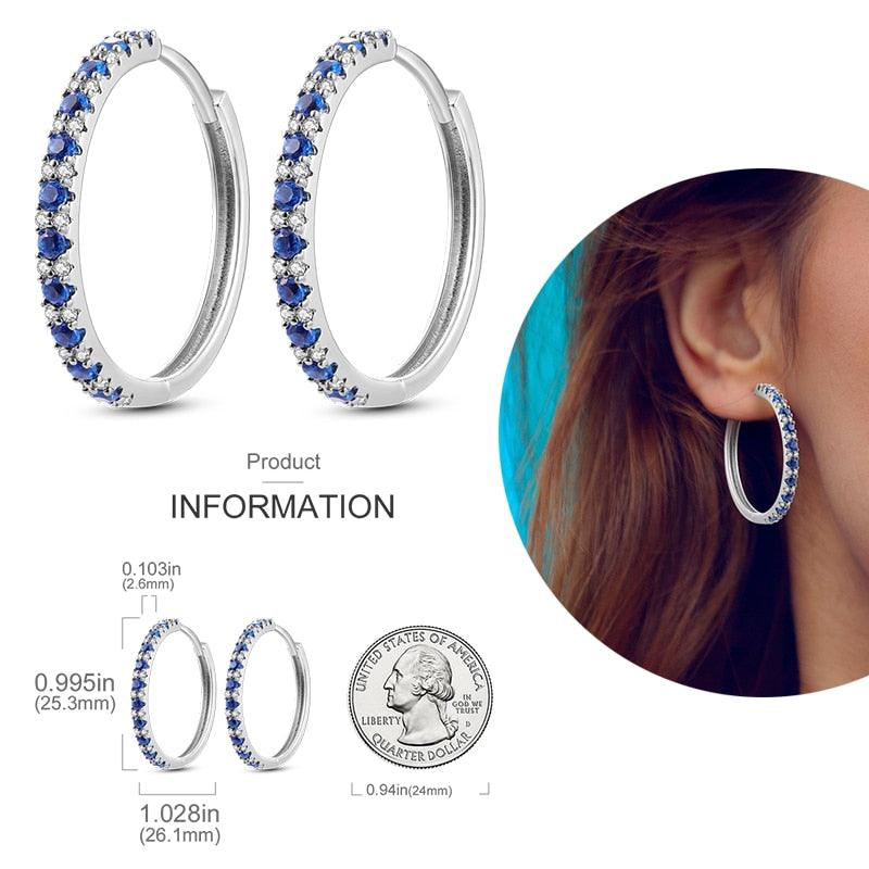 2023 Women Hoop Earrings 925 Silver Sparkling Pave Shape - BestShop