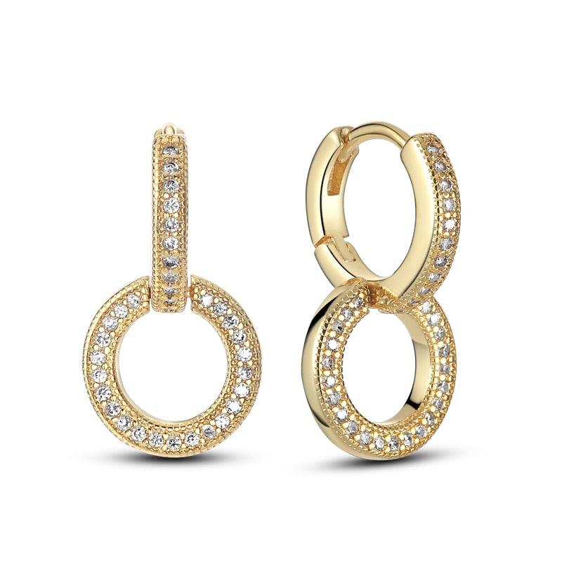 2023 Women Hoop Earrings 925 Silver Sparkling Pave Shape - BestShop