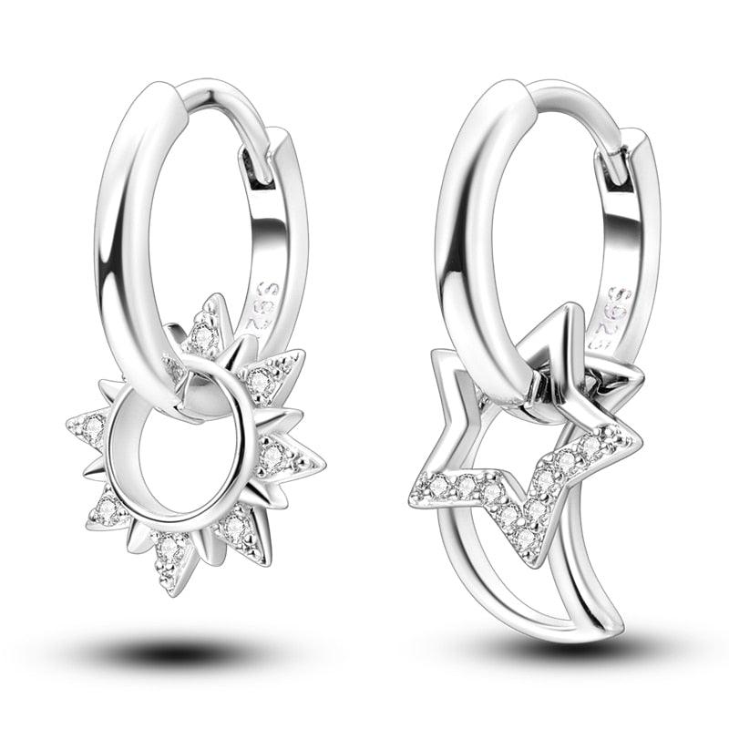 2023 Women Hoop Earrings 925 Silver Sparkling Pave Shape - BestShop