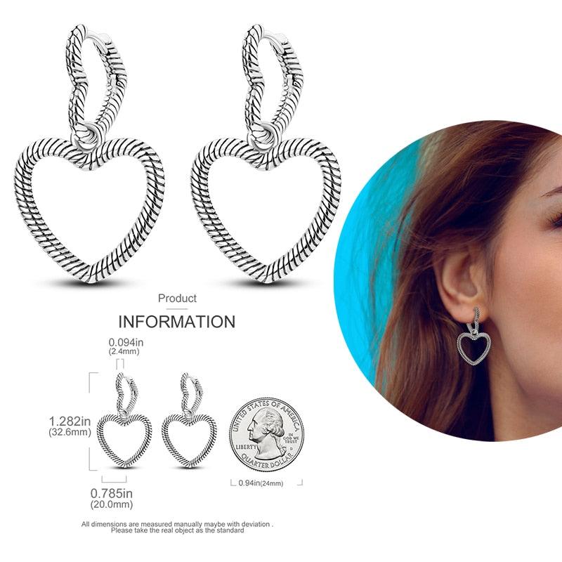 2023 Women Hoop Earrings 925 Silver Sparkling Pave Shape - BestShop