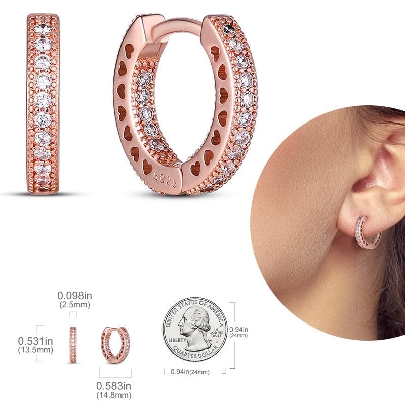 2023 Women Hoop Earrings 925 Silver Sparkling Pave Shape - BestShop