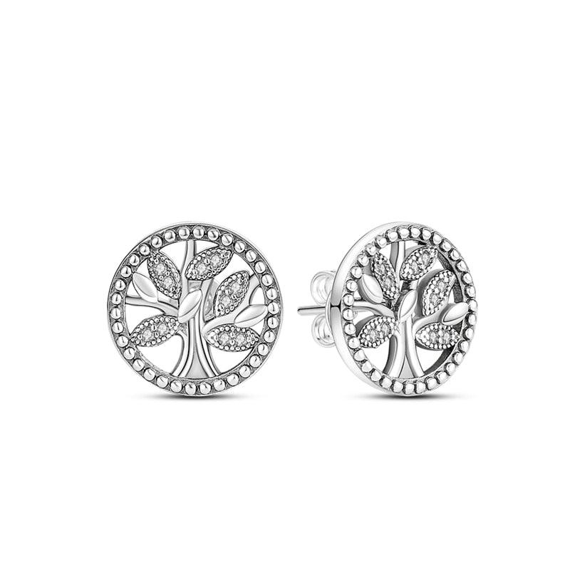 2023 Women Hoop Earrings 925 Silver Sparkling Pave Shape - BestShop
