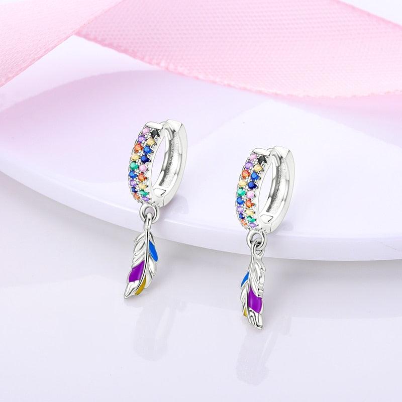 2023 Women Hoop Earrings 925 Silver Sparkling Pave Shape - BestShop