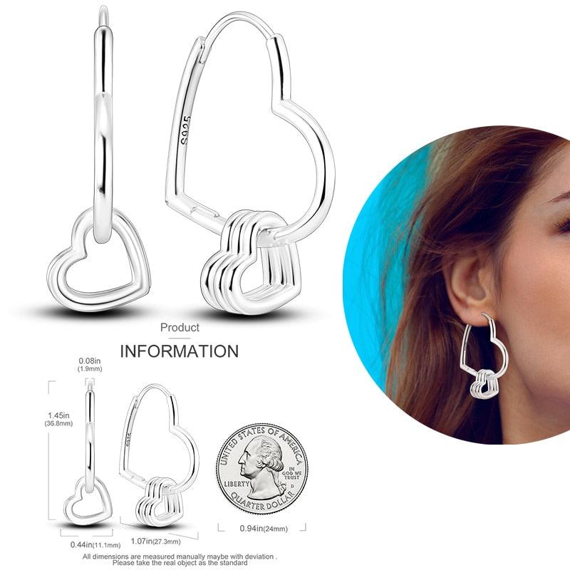 2023 Women Hoop Earrings 925 Silver Sparkling Pave Shape - BestShop