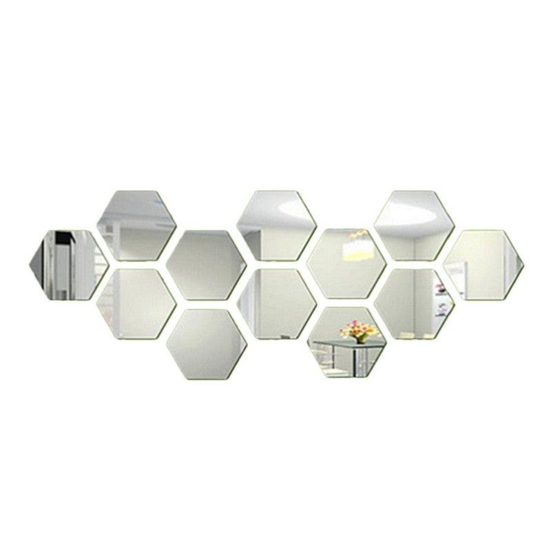3D Mirror Wall Sticker Hexagon Decorations - BestShop