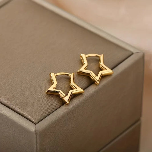 Geometric Star Hoop Earrings