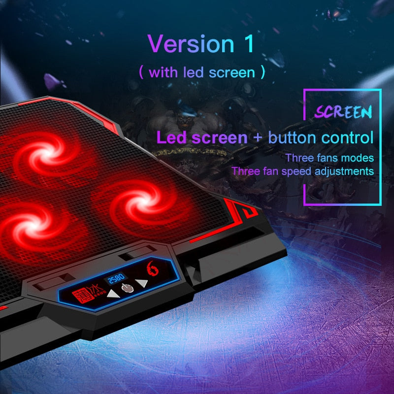 Coolcold 17inch Gaming Laptop Cooler Six Fan Led Screen - BestShop