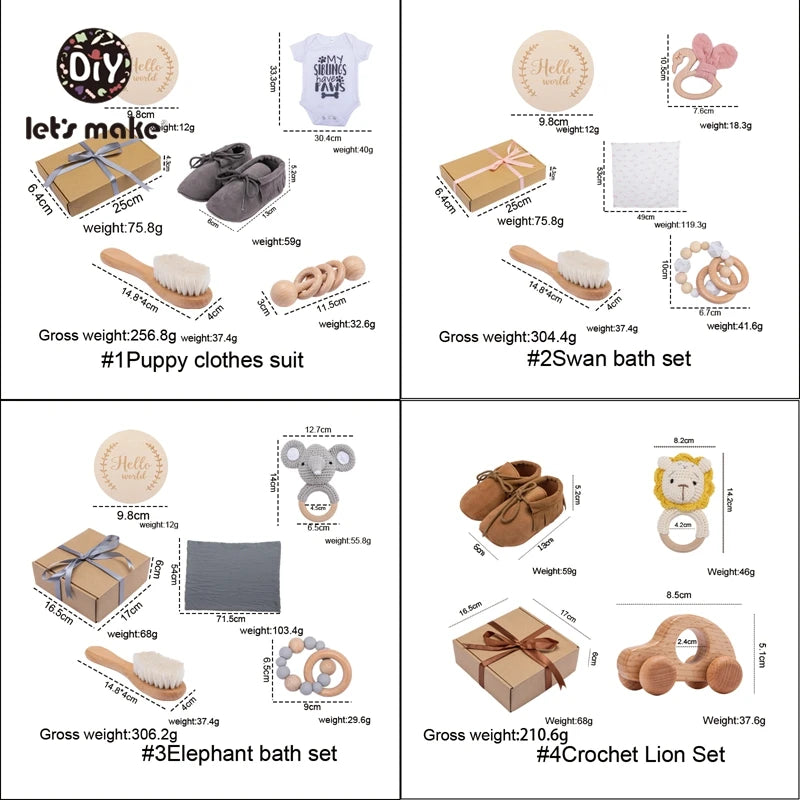 Baby Bath Towel Cotton Blanket Brush Gift Set