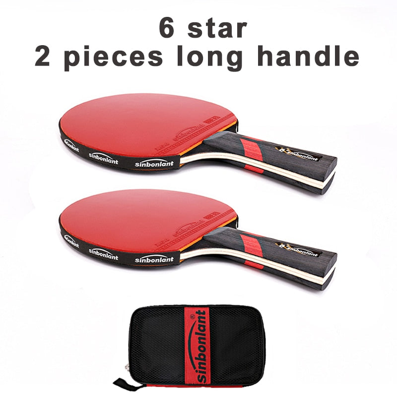 Professional Tennis Table Racket Short Long Handle Carbon Blade Rubber - BestShop