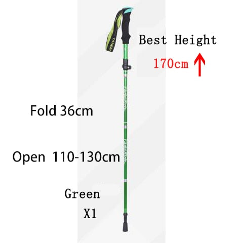 5-Section Outdoor Fold Trekking Pole Camping Portable Walking Hiking Stick - BestShop