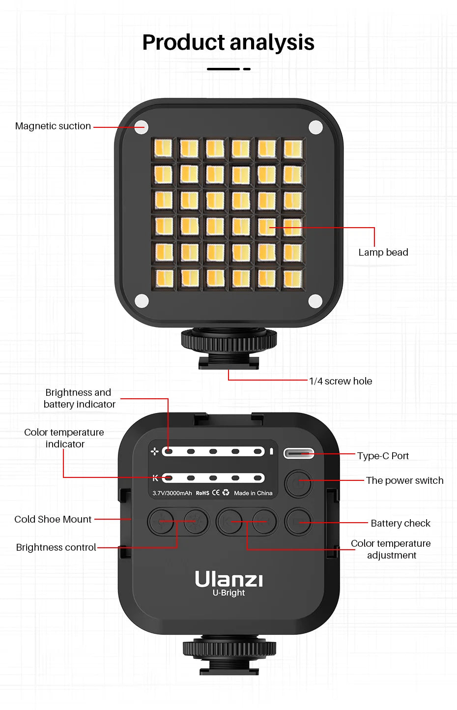 VIJIM LED Camera Light Lamp Photography