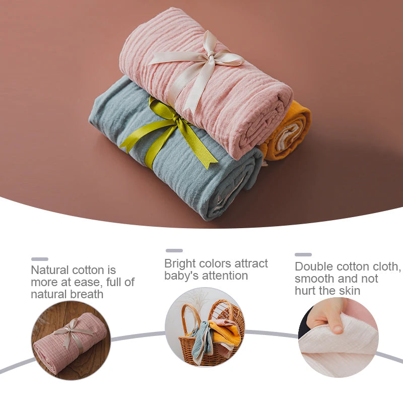 Baby Bath Towel Cotton Blanket Brush Gift Set