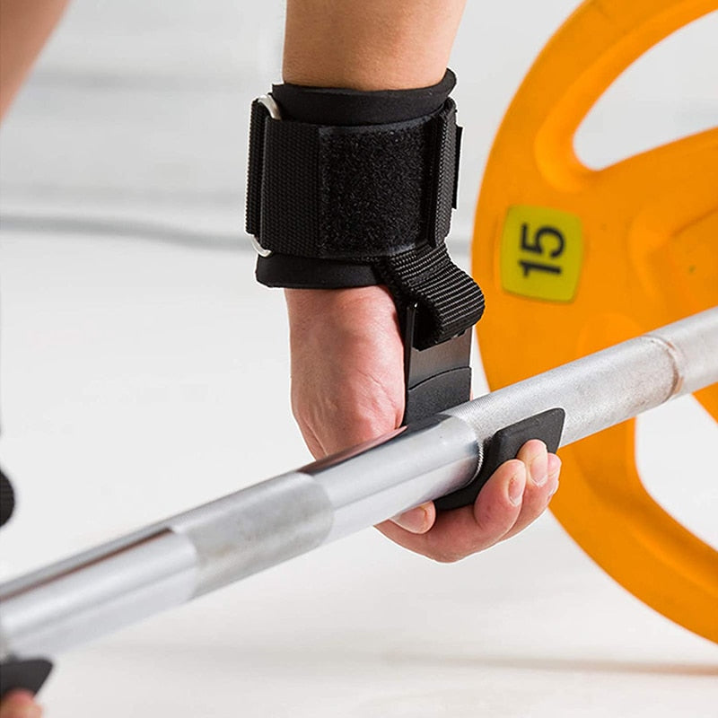 Weight Lifting Hook Grips With Wrist Wraps Hand-Bar Wrist Strap - BestShop