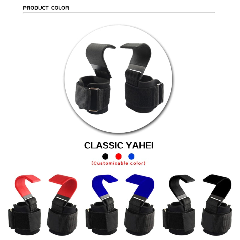 Weight Lifting Hook Grips With Wrist Wraps Hand-Bar Wrist Strap - BestShop