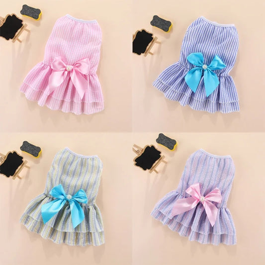 Puppy vertical striped butterfly skirt