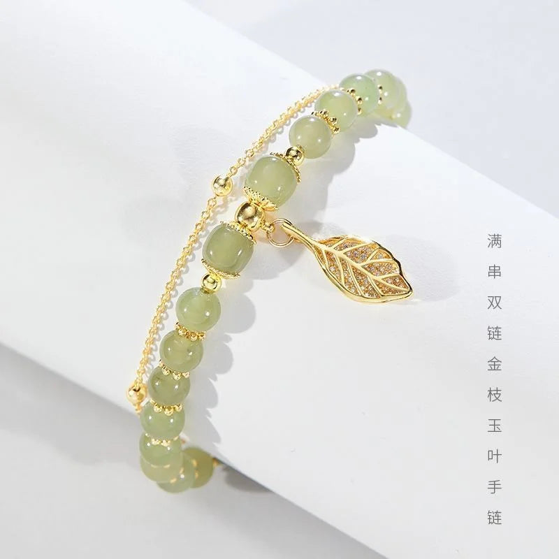 Double Layer Light Green Stone Bracelet